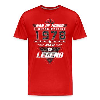 Homme d’honneur Année de naissance 1978 Cadeau de camouflage - T-shirt bio Premium Homme - rouge - Devant - Damien (186cm)