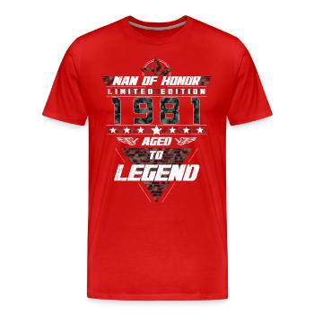 Man of Honor Year of Birth 1981 Camouflage Gift - Men's Premium Organic T-Shirt - red - Front - Damien (186cm)