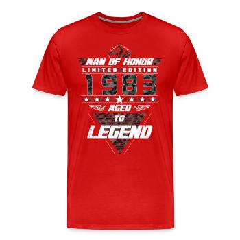 Man of Honor Year of Birth 1983 Camouflage Gift - Men's Premium Organic T-Shirt - red - Front - Damien (186cm)