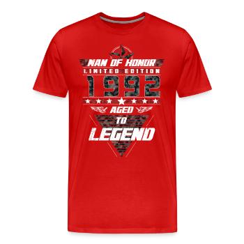 Man of Honor Year of Birth 1992 Camouflage Gift - Men's Premium Organic T-Shirt - red - Front - Damien (186cm)