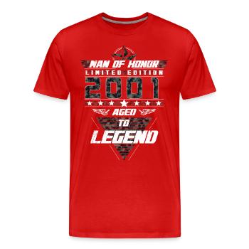 Man of Honor Year of Birth 2001 Camouflage Gift - Men's Premium Organic T-Shirt - red - Front - Damien (186cm)