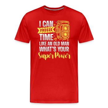 Kamera Fotografieren Objektiv Motiv - Männer Premium Bio T-Shirt - Rot - Vorne - Damien (186cm)