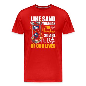 Uhr Sand Freundschaft - Männer Premium Bio T-Shirt - Rot - Vorne - Damien (186cm)