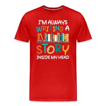 Author Writing Literature Book Author - Men's Premium Organic T-Shirt - red - Front - Damien (186cm)
