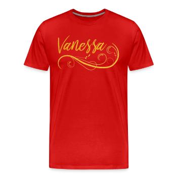 Vanessa - Männer Premium Bio T-Shirt - Rot - Vorne - Damien (186cm)