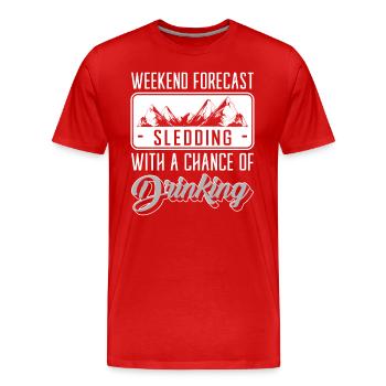 Sports Christmas Slides - Men's Premium Organic T-Shirt - red - Front - Damien (186cm)
