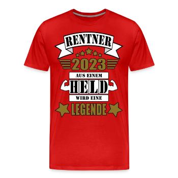 Rentner 2023 vom Held zur Legende - Männer Premium Bio T-Shirt - Rot - Vorne - Damien (186cm)