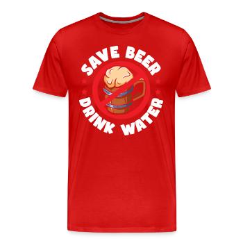 Beer Drinking Alcohol Excesses No Thanks - Men's Premium Organic T-Shirt - red - Front - Damien (186cm)