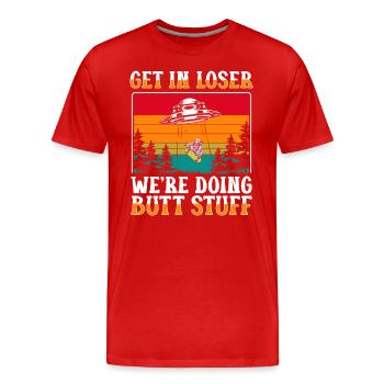 Soucoupe extraterrestre d’invasion extraterrestre - T-shirt bio Premium Homme - rouge - Devant - Damien (186cm)