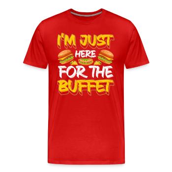 Büfett Theke Mahlzeit Köstlichkeiten - Männer Premium Bio T-Shirt - Rot - Vorne - Damien (186cm)
