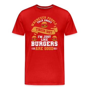 Essen Speisen Verpflegung Vielesser - Männer Premium Bio T-Shirt - Rot - Vorne - Damien (186cm)