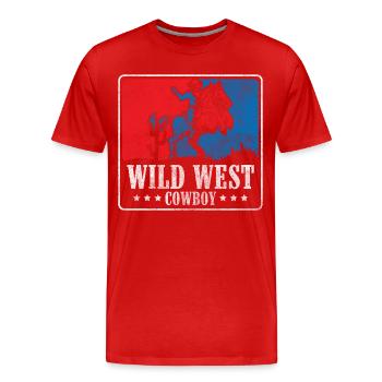 Country Cowboy Boots Dressage Costume - Men's Premium Organic T-Shirt - red - Front - Damien (186cm)