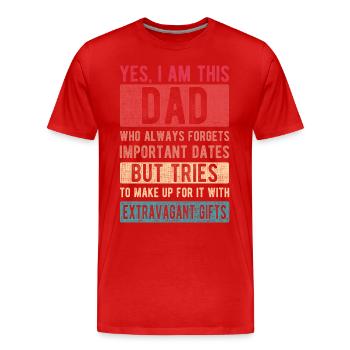 I Am This Dad Forgets Dates Father's Day Dad Gift - Men's Premium Organic T-Shirt - red - Front - Damien (186cm)