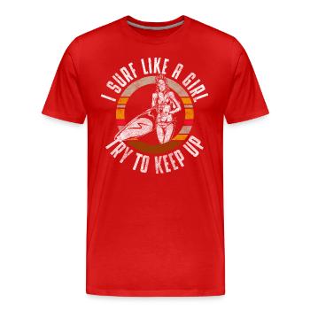 Sports nautiques Surferboy Sport Planche de surf - T-shirt bio Premium Homme - rouge - Devant - Damien (186cm)