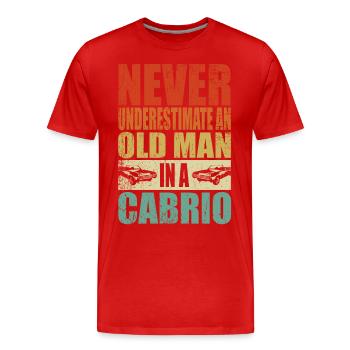 Ne sous-estimez jamais la décapotable d’un vieil homme - T-shirt bio Premium Homme - rouge - Devant - Damien (186cm)