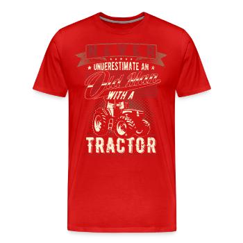 Never underestimate old man tractor farmer - Men's Premium Organic T-Shirt - red - Front - Damien (186cm)