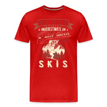 Never underestimate old man skiers skiers - Men's Premium Organic T-Shirt - red - Front - Damien (186cm)