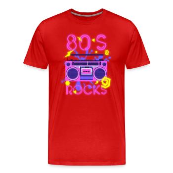 80er Musik - Männer Premium Bio T-Shirt - Rot - Vorne - Damien (186cm)
