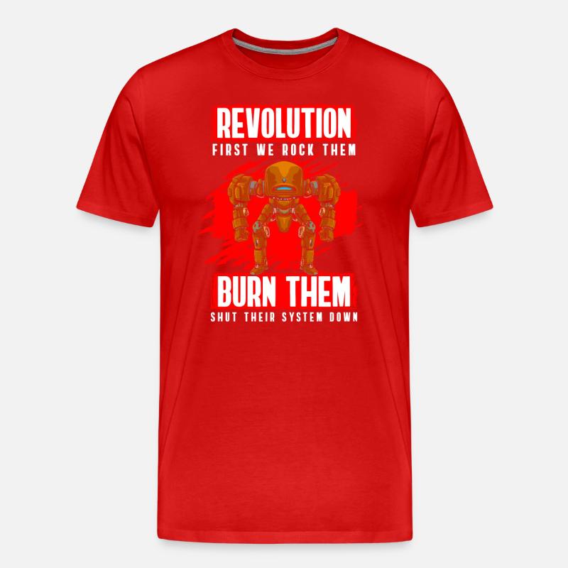 Roboter Retro Kampfroboter - Männer Premium Bio T-Shirt - Rot