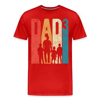 Papa jusqu’à 3 Papa Jusqu’à 3 Enfants Trois garçons Rétro - T-shirt bio Premium Homme - rouge - Devant - Damien (186cm)