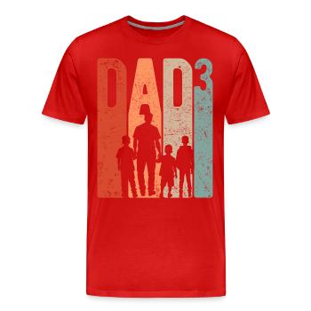 Papa jusqu’à 3 Papa Jusqu’à 3 Enfants Trois garçons Rétro - T-shirt bio Premium Homme - rouge - Devant - Damien (186cm)
