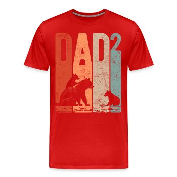 Dad Hoch 2 Papa Hoch 2 Kinder Bär Zweifacher Papa - Männer Premium Bio T-Shirt - Rot - Vorne - Damien (186cm)