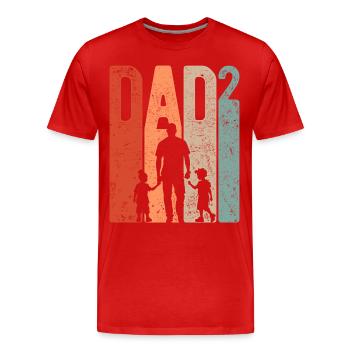 Dad Hoch 2 Papa Hoch 2 Kinder Zwei Jungen Retro - Männer Premium Bio T-Shirt - Rot - Vorne - Damien (186cm)