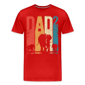 Dad Hoch 2 Papa Hoch 2 Kinder Papa Elefant - Männer Premium Bio T-Shirt - Rot - Vorne - Damien (186cm)