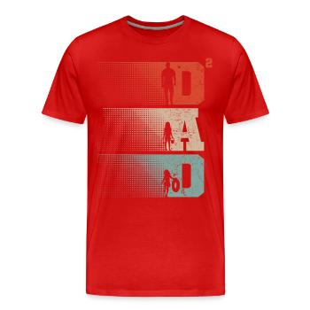 Dad Hoch 2 Papa Hoch 2 Kinder Zwei Mädchen Retro - Männer Premium Bio T-Shirt - Rot - Vorne - Damien (186cm)
