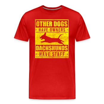 Teckel Dog Lover Chiot École de chiens - T-shirt bio Premium Homme - rouge - Devant - Damien (186cm)