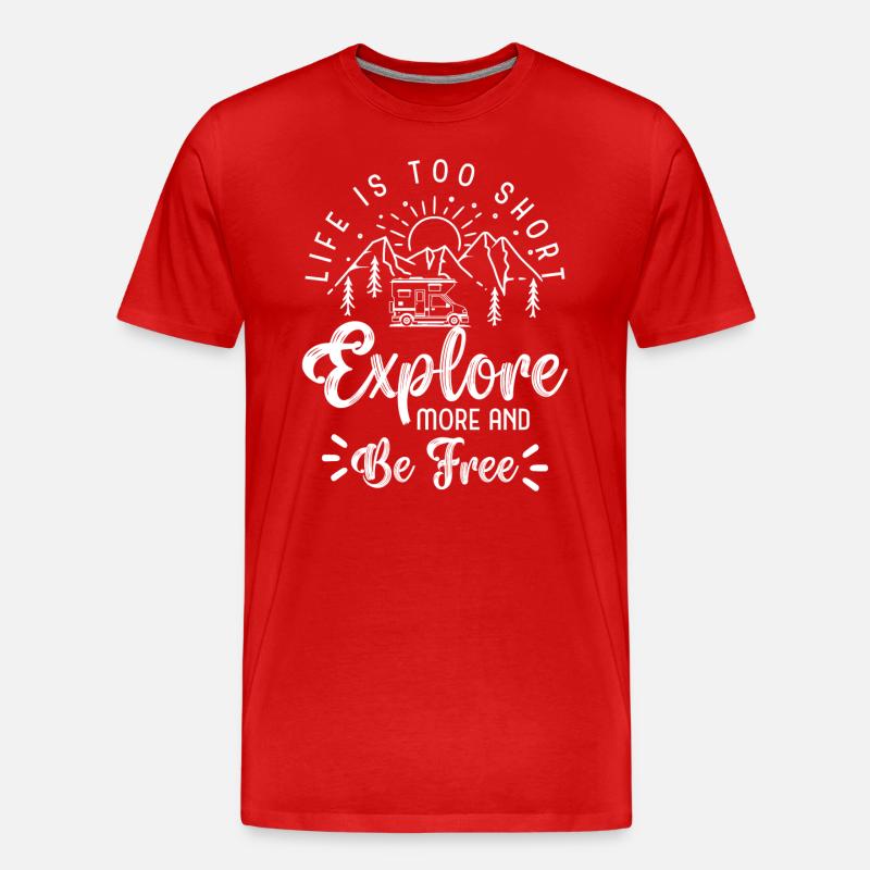 Urlaub Erlebnis Wohnmobil - Männer Premium Bio T-Shirt - Rot