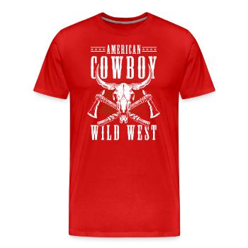 Cowboy Bandit USA - Männer Premium Bio T-Shirt - Rot - Vorne - Damien (186cm)