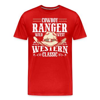 Western Wüste Pferd Sheriff - Männer Premium Bio T-Shirt - Rot - Vorne - Damien (186cm)