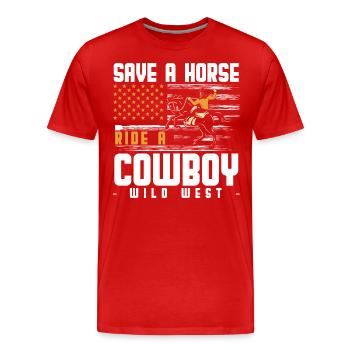 Western Bandit Wildnis Westernpferd - Männer Premium Bio T-Shirt - Rot - Vorne - Damien (186cm)