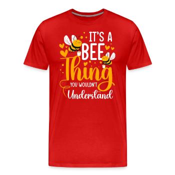 Protection des espèces d’insectes des fleurs de miel - T-shirt bio Premium Homme - rouge - Devant - Damien (186cm)