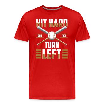 Baseball bat team coach - Men's Premium Organic T-Shirt - red - Front - Damien (186cm)