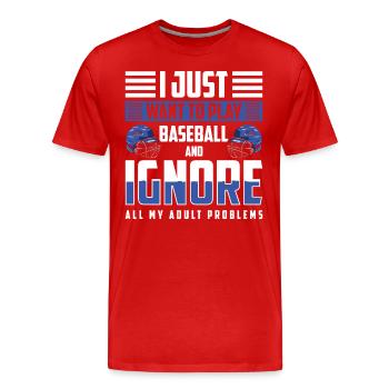 Baseball Bat, Sportsman, Ball - Men's Premium Organic T-Shirt - red - Front - Damien (186cm)