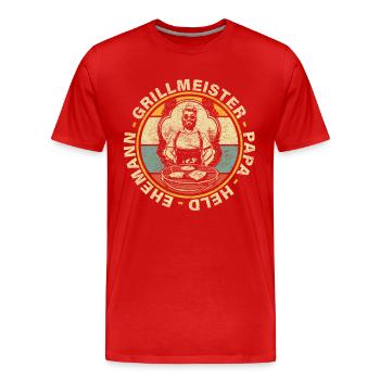 Grillmeister Papa Held Ehemann Grillen Geschenk - Männer Premium Bio T-Shirt - Rot - Vorne - Damien (186cm)