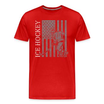 Eishockey Puck Trainer Torwart - Männer Premium Bio T-Shirt - Rot - Vorne - Damien (186cm)