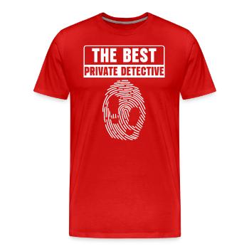 Note de détective privé Inspecteur Snooper - T-shirt bio Premium Homme - rouge - Devant - Damien (186cm)