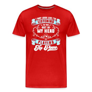 Pianiste Piano Joueur École de Musique - T-shirt bio Premium Homme - rouge - Devant - Damien (186cm)