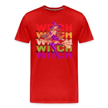 Hexen Hexenbesen Halloween - Männer Premium Bio T-Shirt - Rot - Vorne - Damien (186cm)