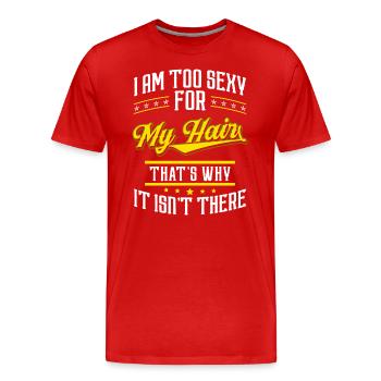 Tête chauve Pas de coupe de cheveux - T-shirt bio Premium Homme - rouge - Devant - Damien (186cm)