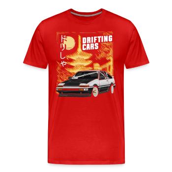 Moteur de combustion de voiture à la dérive - T-shirt bio Premium Homme - rouge - Devant - Damien (186cm)
