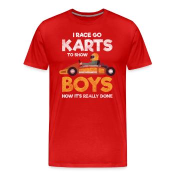 Coureurs, pilotes, courses, gagnants - T-shirt bio Premium Homme - rouge - Devant - Damien (186cm)