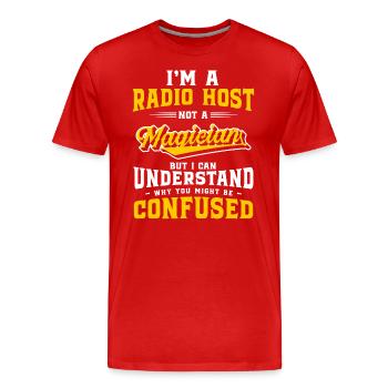 Annonce radio - T-shirt bio Premium Homme - rouge - Devant - Damien (186cm)