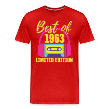 60th Birthday Best of 1963 Cassette Tape Retro 80s - Men's Premium Organic T-Shirt - red - Front - Damien (186cm)
