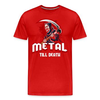Metal Guitar Rock Hard Rock - Men's Premium Organic T-Shirt - red - Front - Damien (186cm)