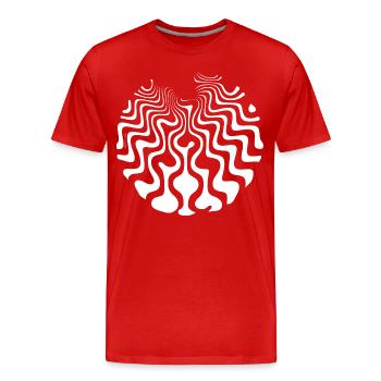 psychedelic waves - curvy sixties waves water - Men's Premium Organic T-Shirt - red - Front - Damien (186cm)