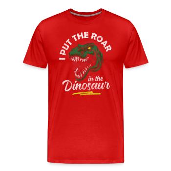 Saurier Urzeit Velociraptor Kinder - Männer Premium Bio T-Shirt - Rot - Vorne - Damien (186cm)